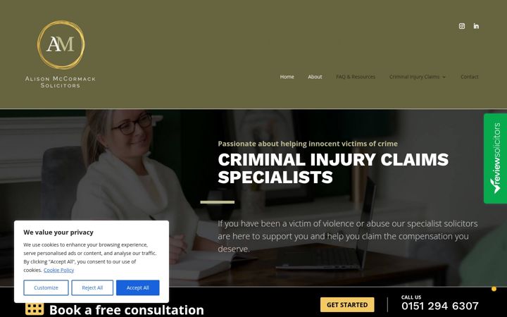Zrzut ekranu alisonmccormacksolicitors.co.uk