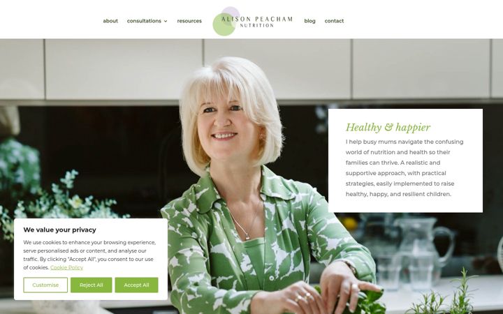 Zrzut ekranu alisonpeachamnutrition.co.uk