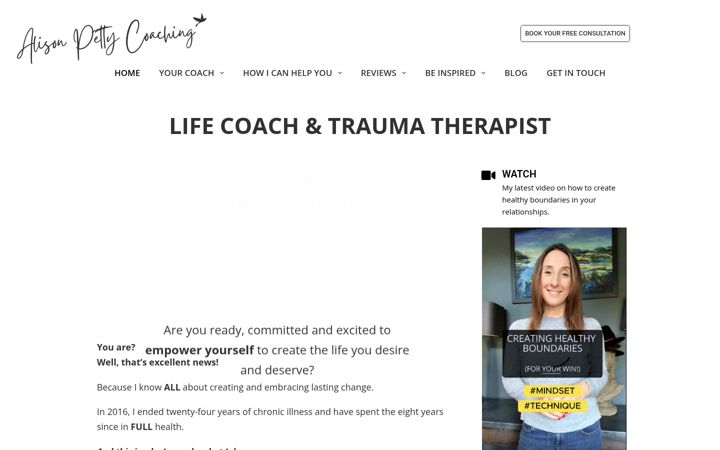 Screenshot von alisonpetty.com