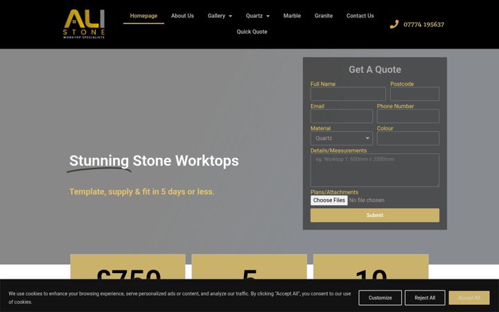 Screenshot of alistone.co.uk