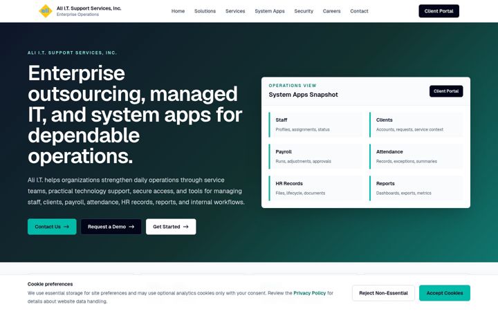 Screenshot of alisupportservices.com