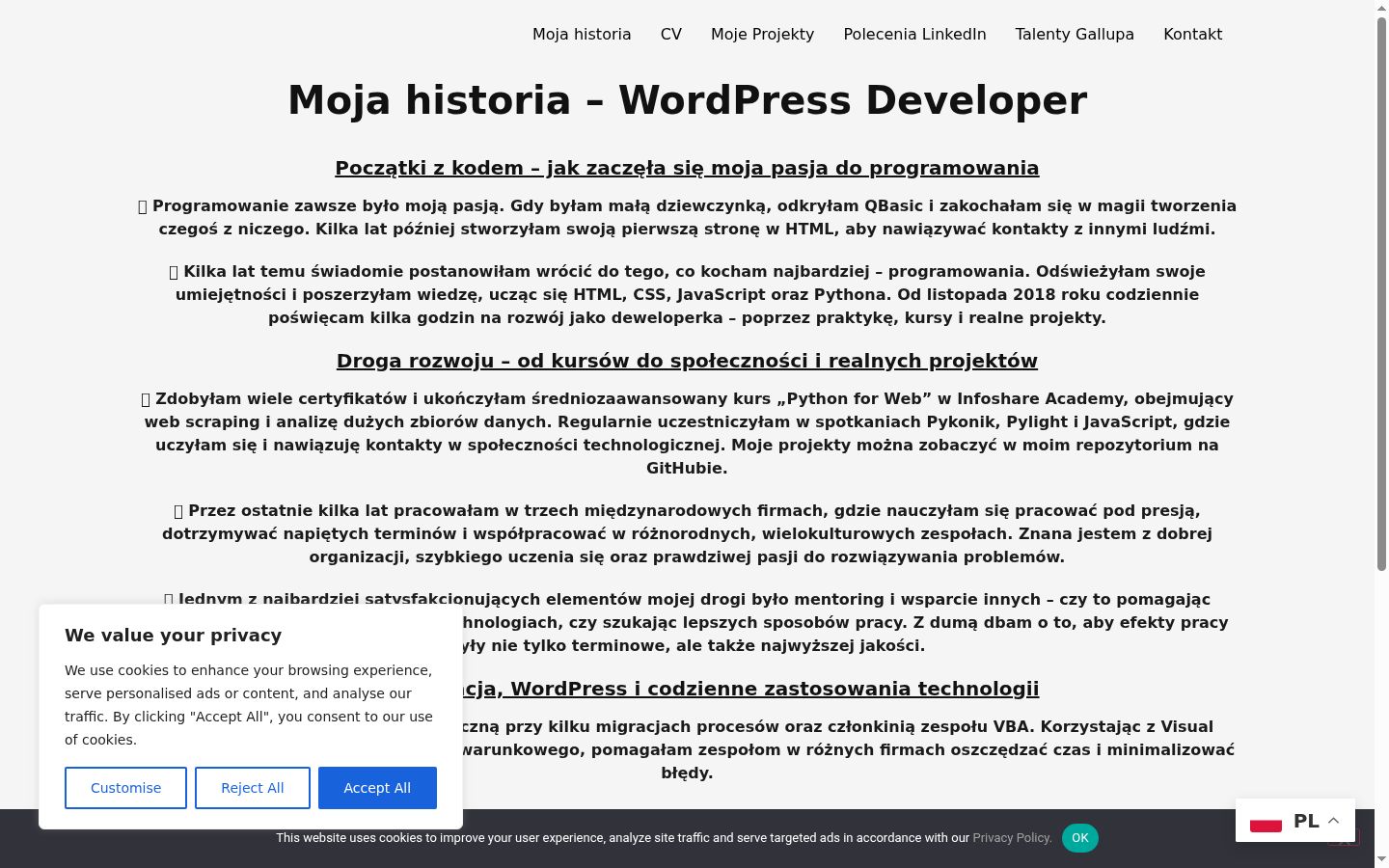 Screenshot del banner di consenso mostrato prima di qualsiasi interazione