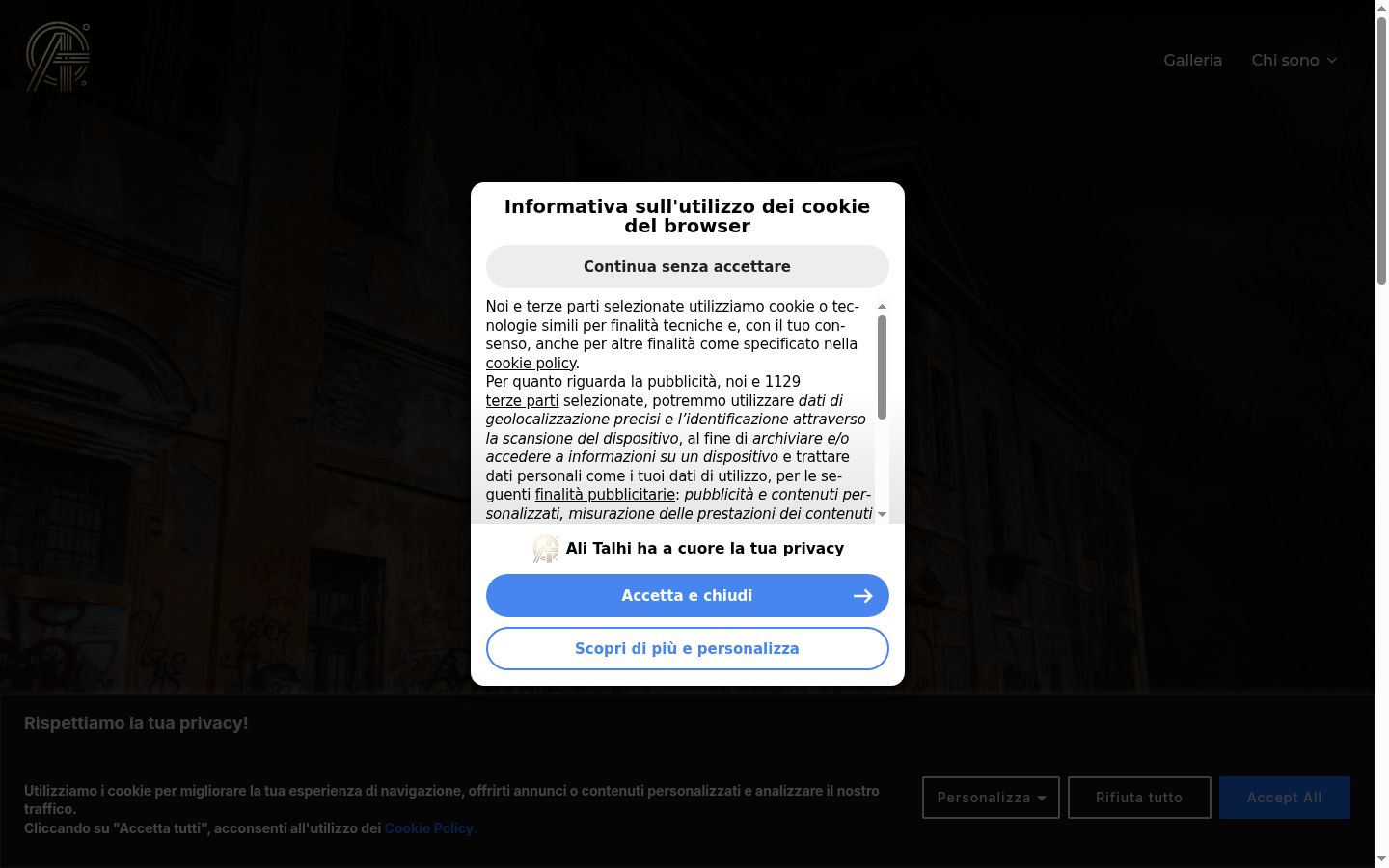 Screenshot of the consent banner shown before any interaction