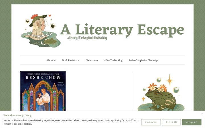 Screenshot of aliteraryescape.com