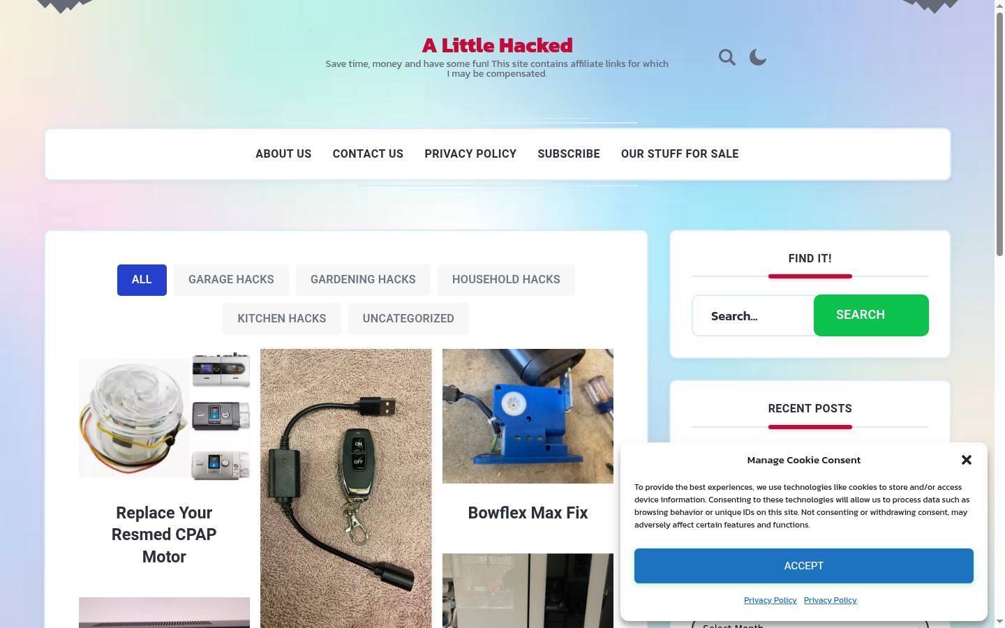 Screenshot del banner di consenso mostrato prima di qualsiasi interazione