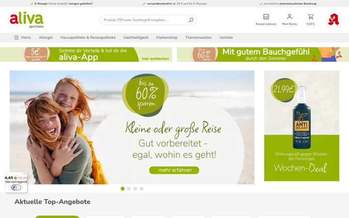 Screenshot of aliva.de