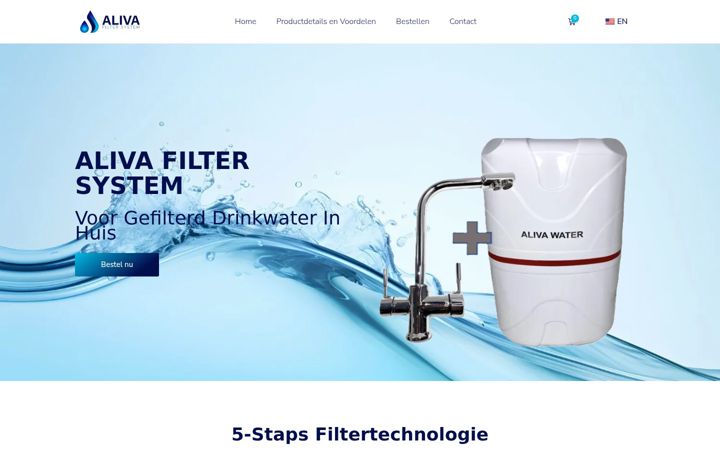 Posnetek zaslona alivawater.com
