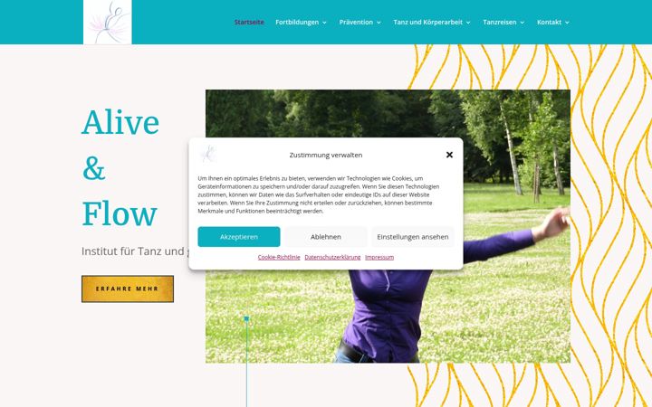 Screenshot of alive-flow-institut.com