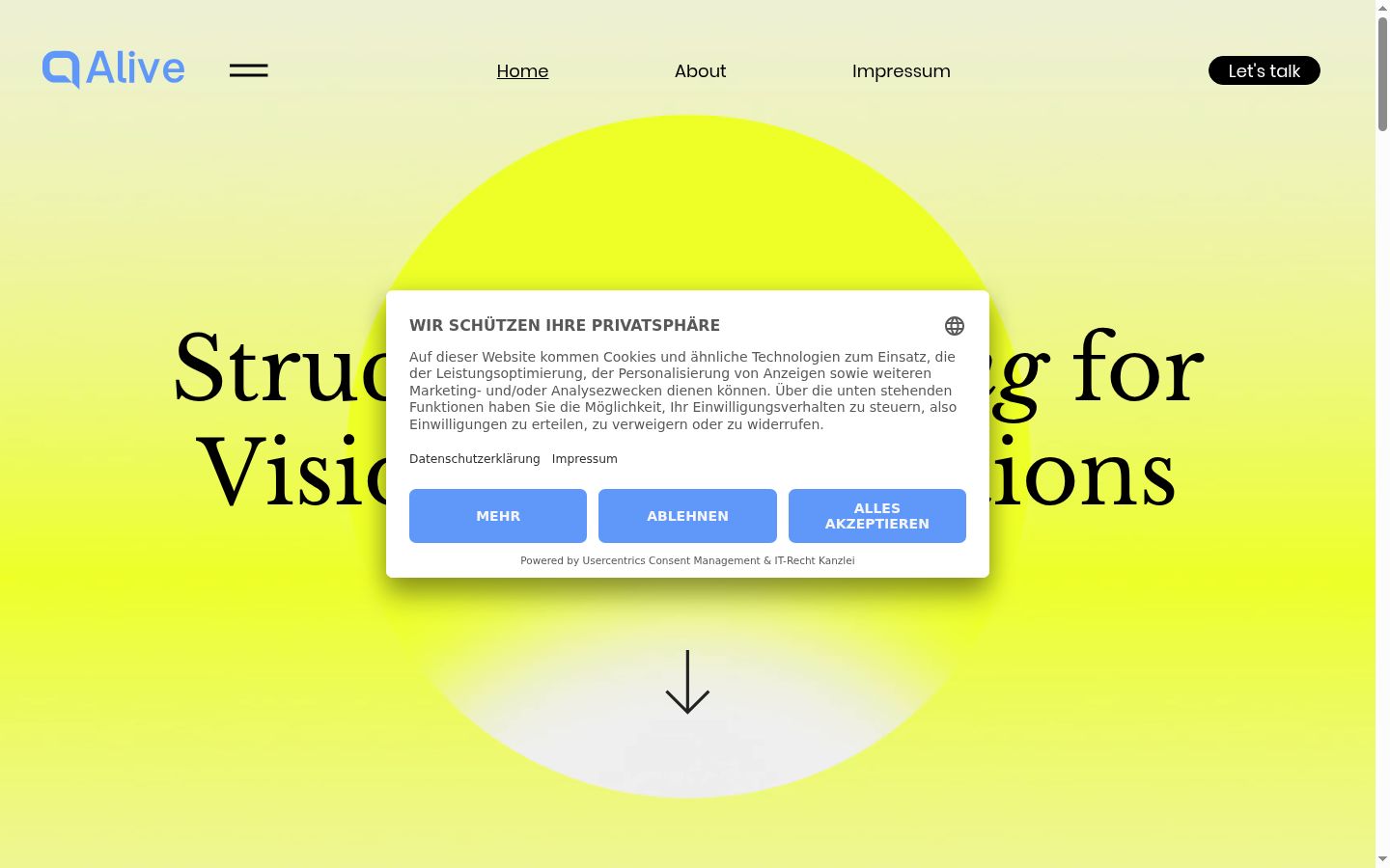 Capture d'écran de la bannière de consentement affichée avant toute interaction