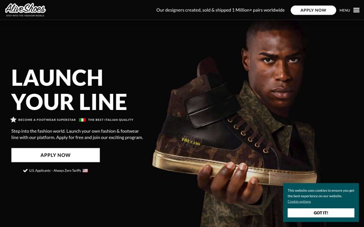 Screenshot of aliveshoes.com