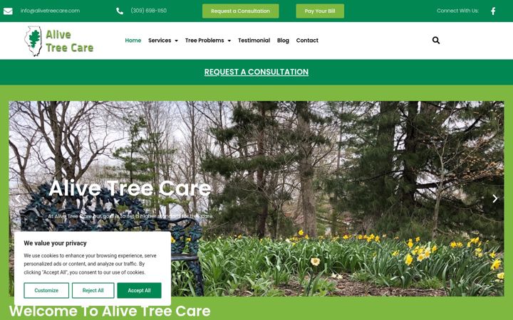 Екранна снимка на alivetreecare.com