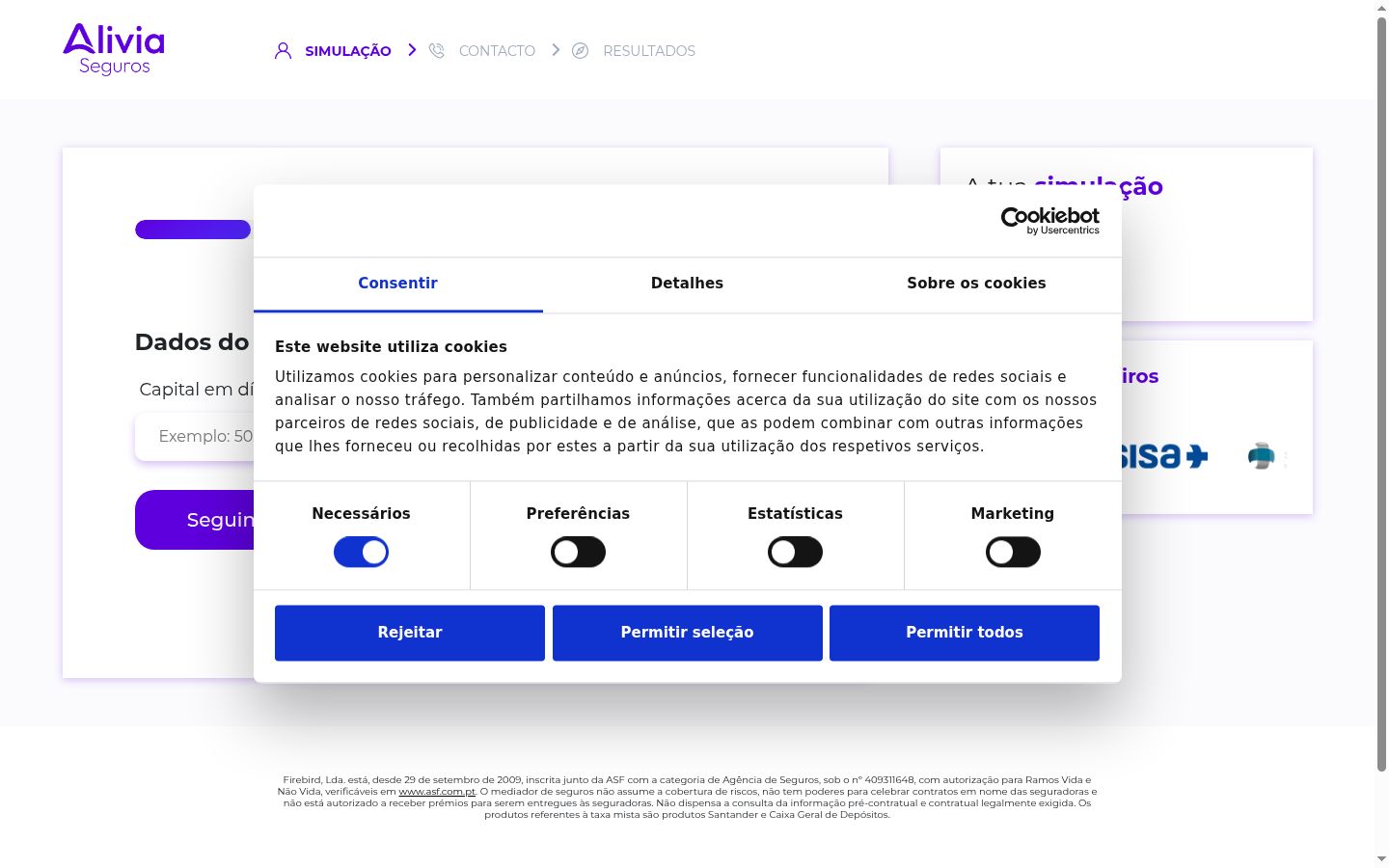 Screenshot of the consent banner shown before any interaction