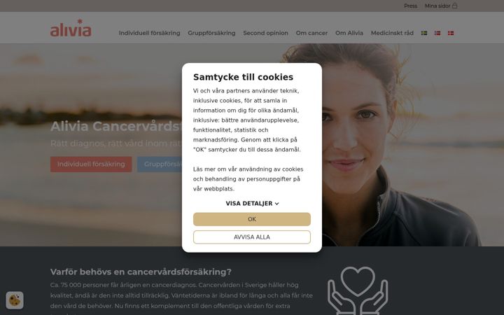 Screenshot of alivia.se