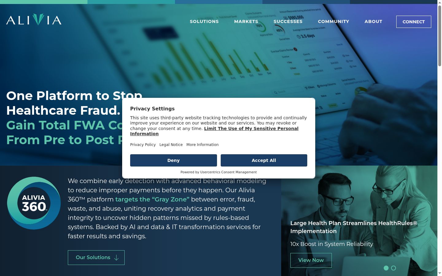 Screenshot of the consent banner shown before any interaction