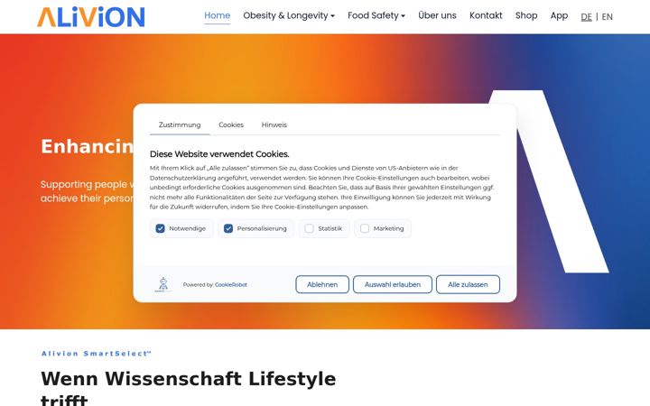 Screenshot of alivion.ch