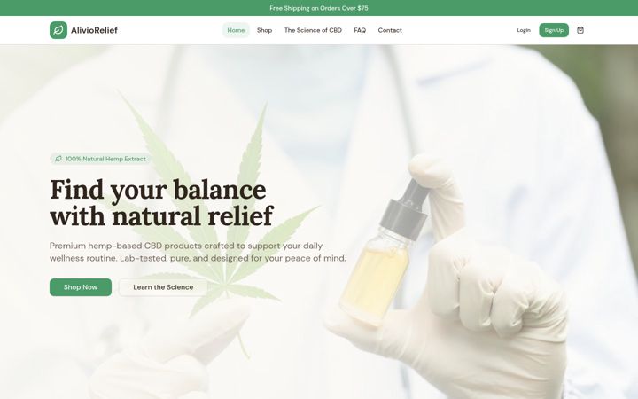 Screenshot of aliviorelief.com