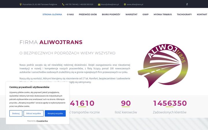 Snimka zaslona za aliwojtrans.pl