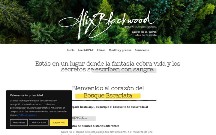 Screenshot of alixblackwood.com