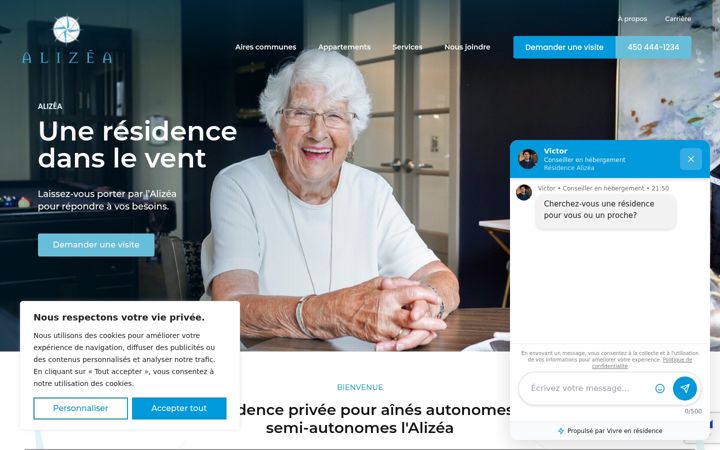 Screenshot of alizea.ca