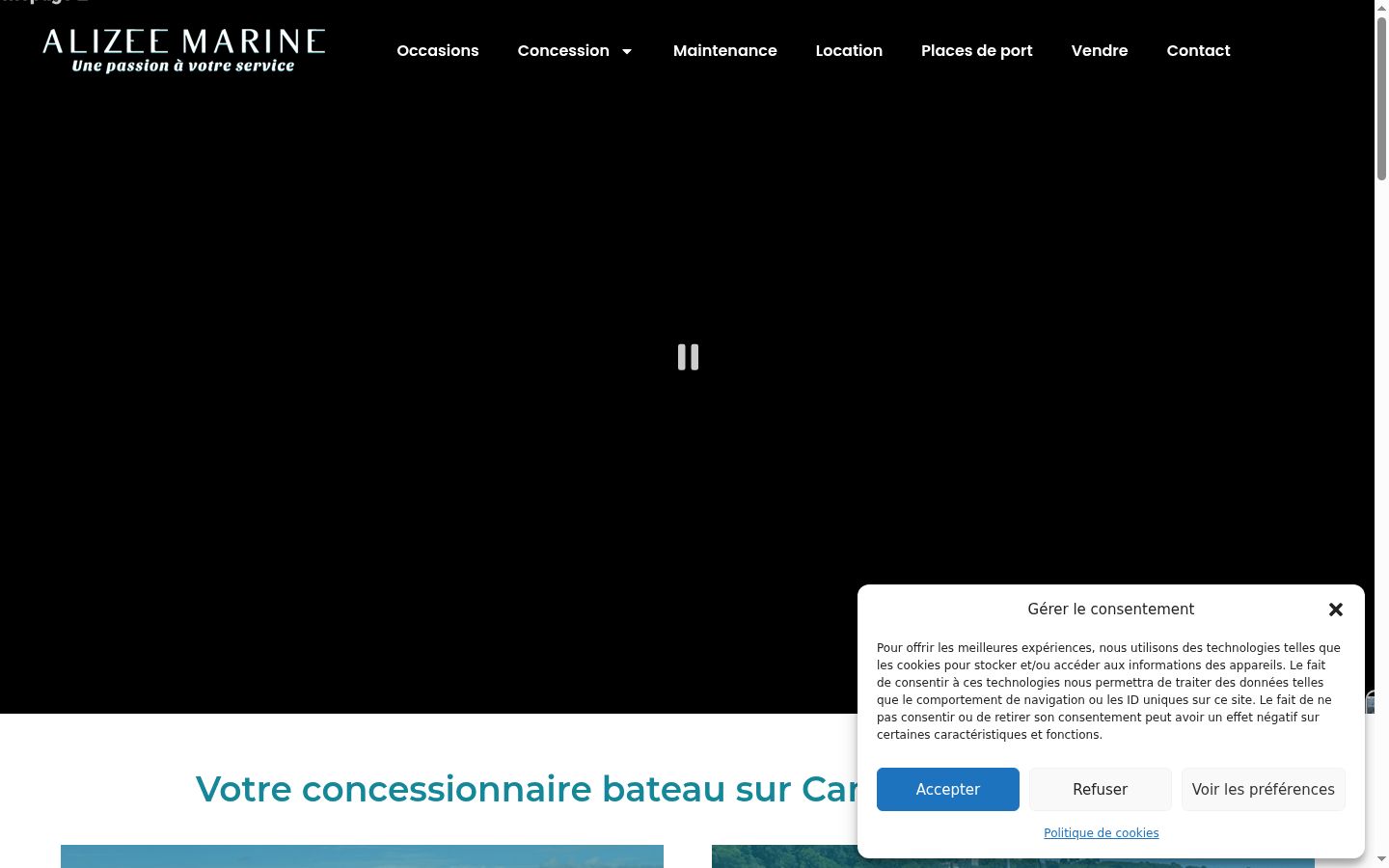 Screenshot del banner di consenso mostrato prima di qualsiasi interazione