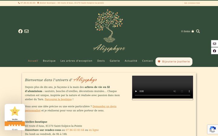 Skærmbillede af alizephyrcreations.com