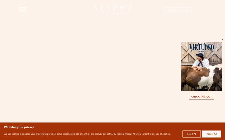 Screenshot of alizesprivate.com