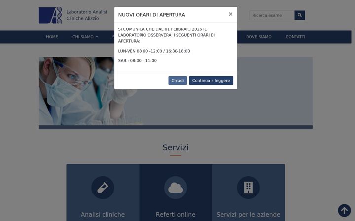 Képernyőkép: alizzioanalisicliniche.it