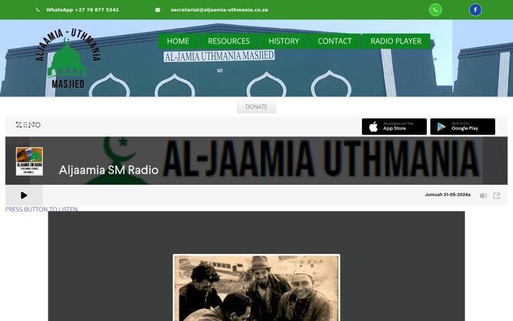 Screenshot of aljaamia-uthmania.co.za