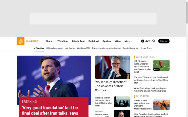 Screenshot of aljazeera.com