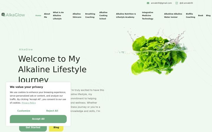 Screenshot of alkaglow.com