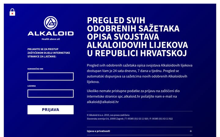 Screenshot of alkaloid.com.hr