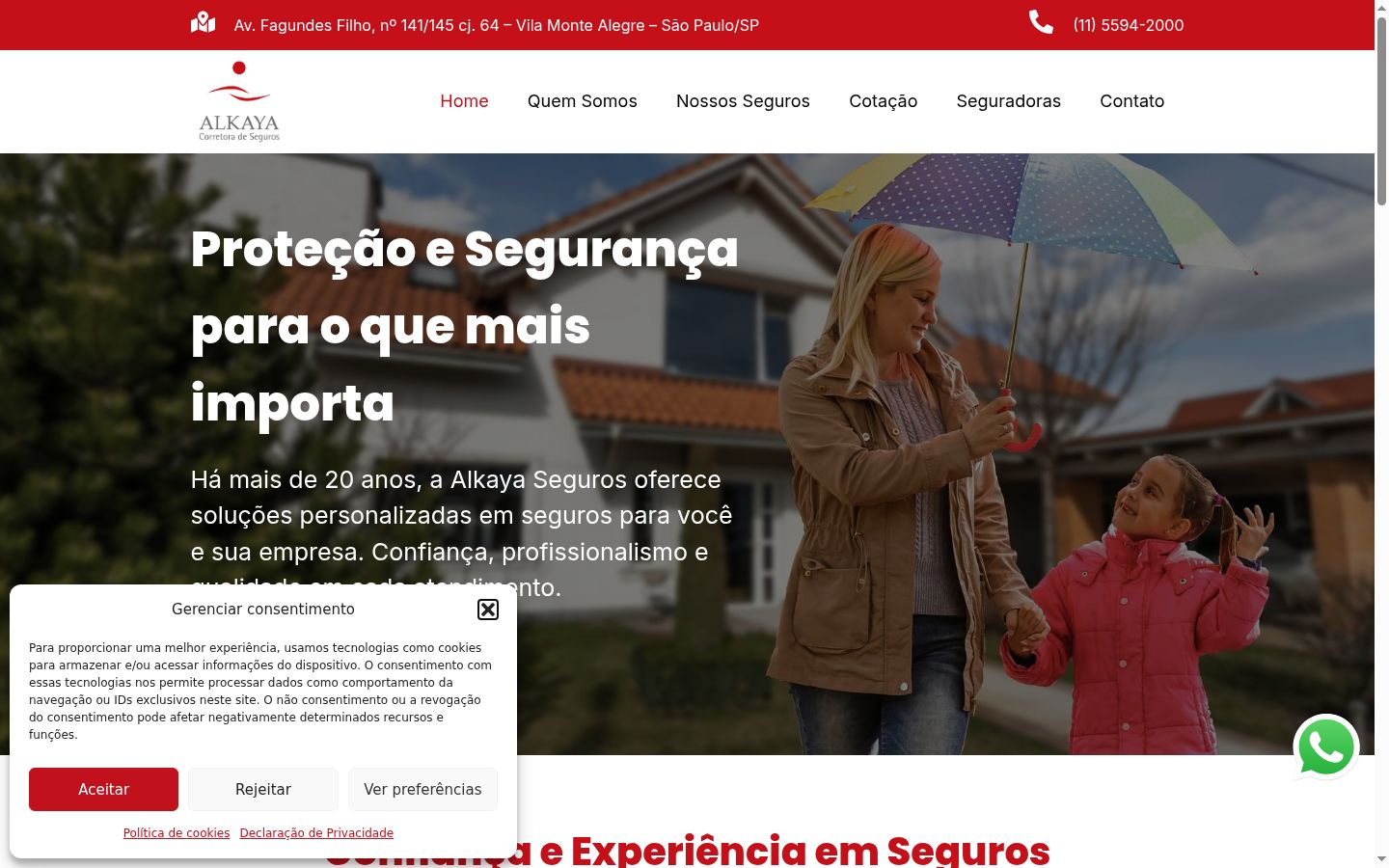Screenshot del banner di consenso mostrato prima di qualsiasi interazione