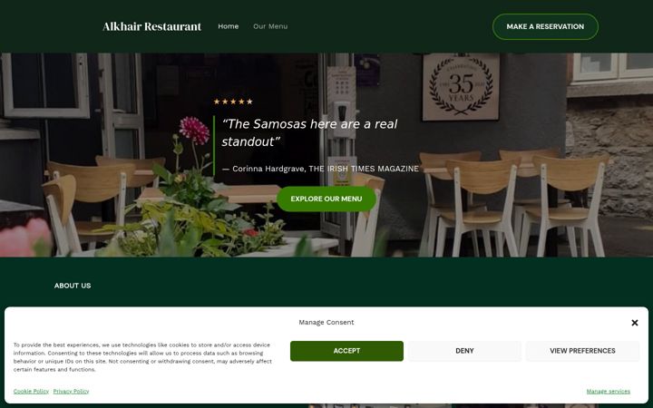 Skærmbillede af alkhairrestaurant.ie