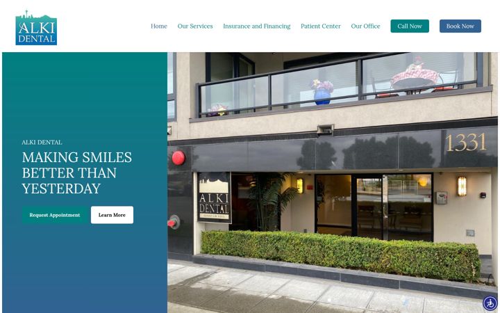 Screenshot of alkifamilydental.com