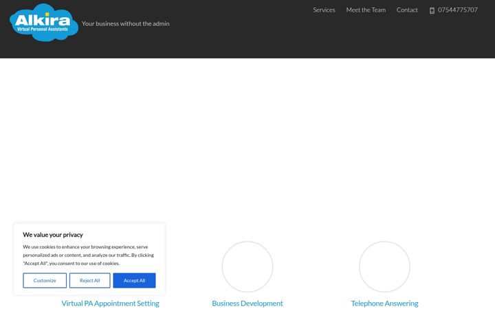 Screenshot ta' alkira.co.uk