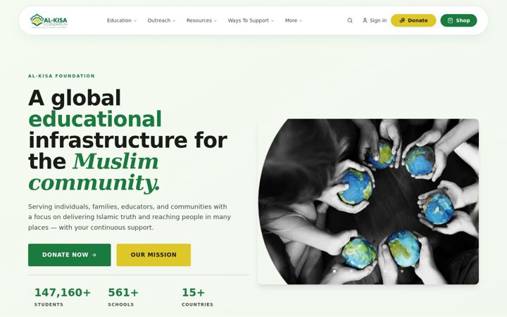 Screenshot ta' alkisafoundation.org