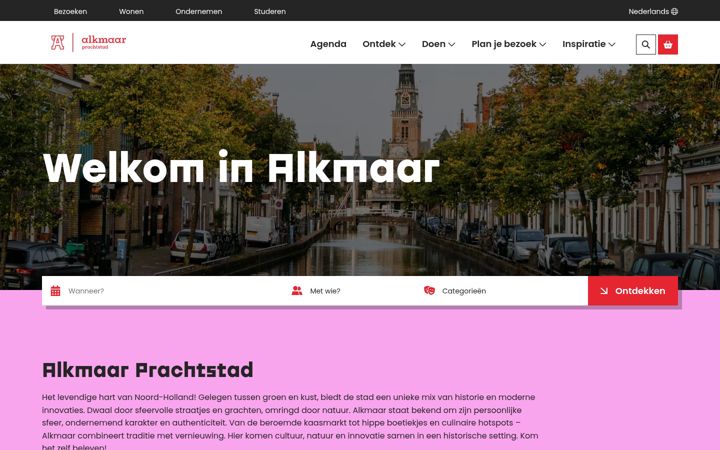 Screenshot stránky alkmaarprachtstad.nl