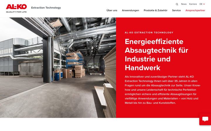 Screenshot di alko-extractiontechnology.com