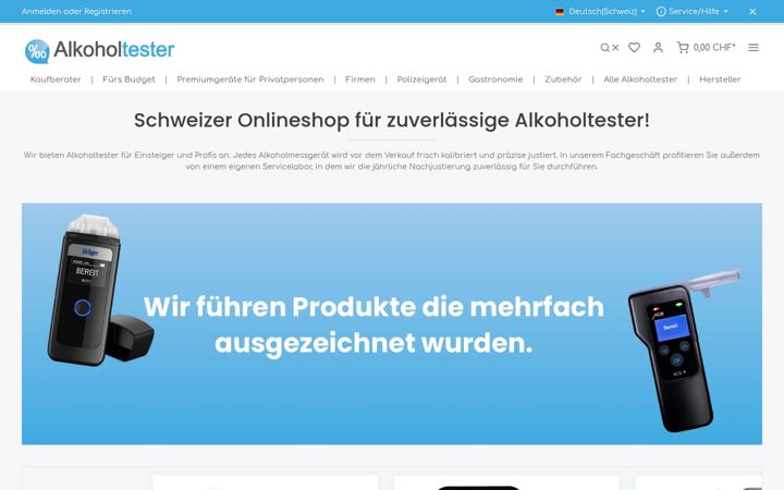 Screenshot of alkohol-tester.ch