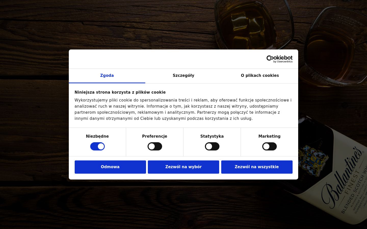 Zrzut ekranu banera zgody wyświetlanego przed jakąkolwiek interakcją