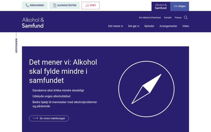 Captură de ecran a alkohologsamfund.dk