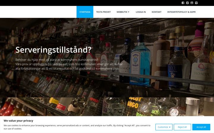 Screenshot of alkoholtillstandskurs.se