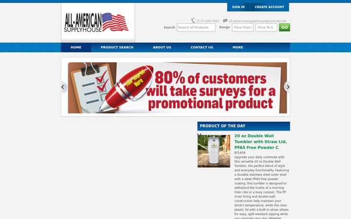 Zrzut ekranu all-americansupplyhouse.com