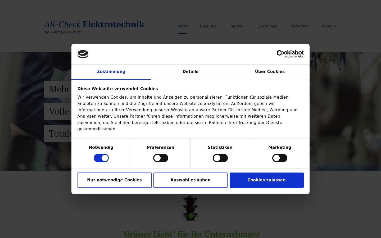 Screenshot des Einwilligungsbanners vor jeglicher Interaktion