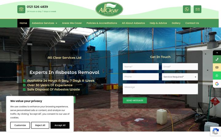 Screenshot of all-clearenv.com
