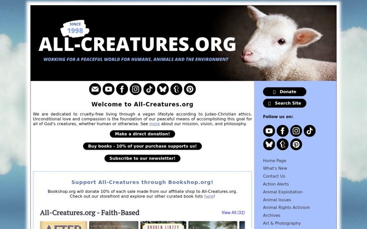 Screenshot of all-creatures.org