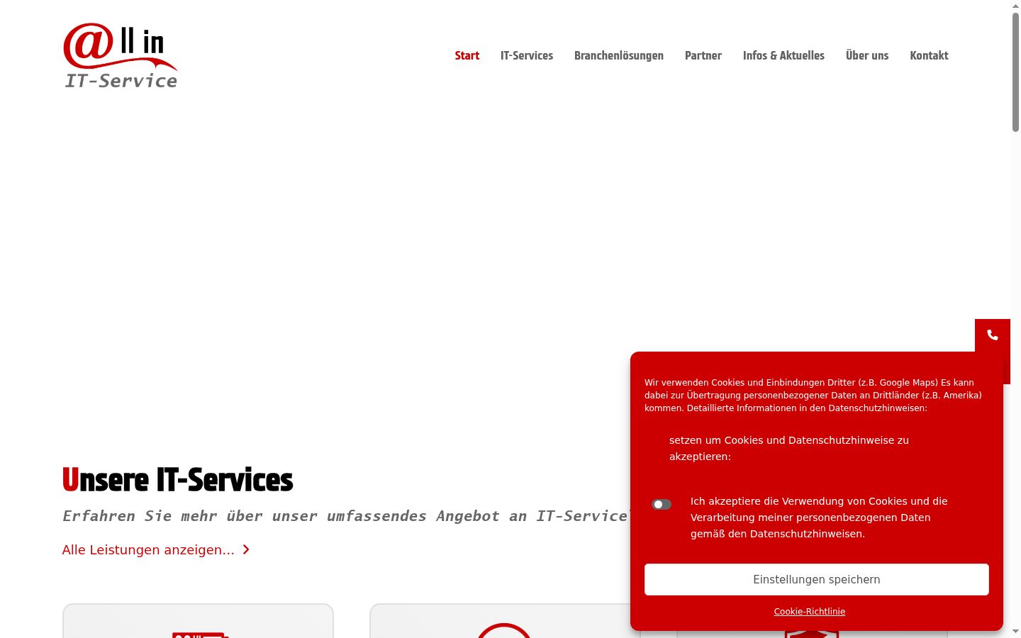 Screenshot of the consent banner shown before any interaction