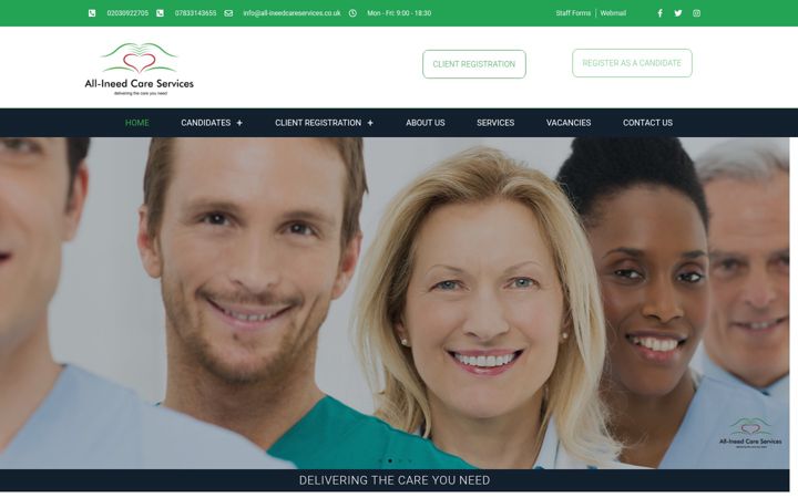 Posnetek zaslona all-ineedcareservices.co.uk
