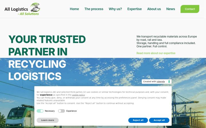 Screenshot von all-logistics.dk
