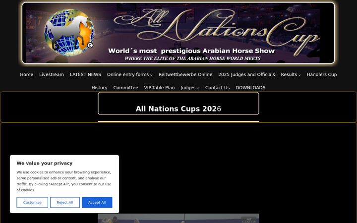 Kuvakaappaus sivustosta all-nations-cup.org